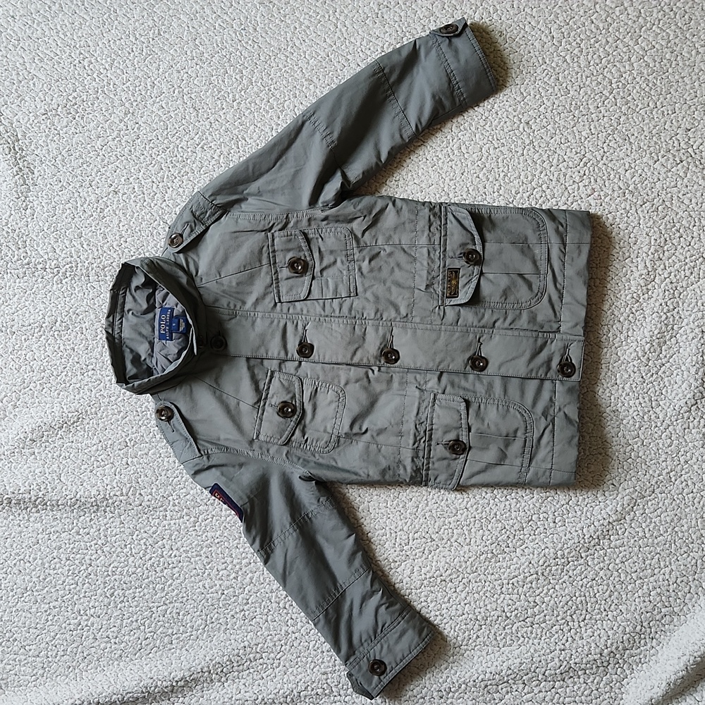 Polo by Ralph Loren Boys Military style jacket. Light Gray. Size 5